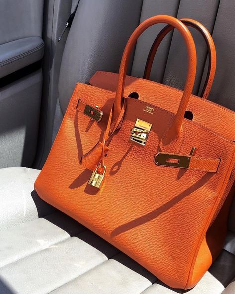 Blue Birkin, Birken Bag, Birkin Bags, Orange Handbag, Hermes Orange, Birkin Handbags, Latest Bags, Kelly Bag, Luxury Purses