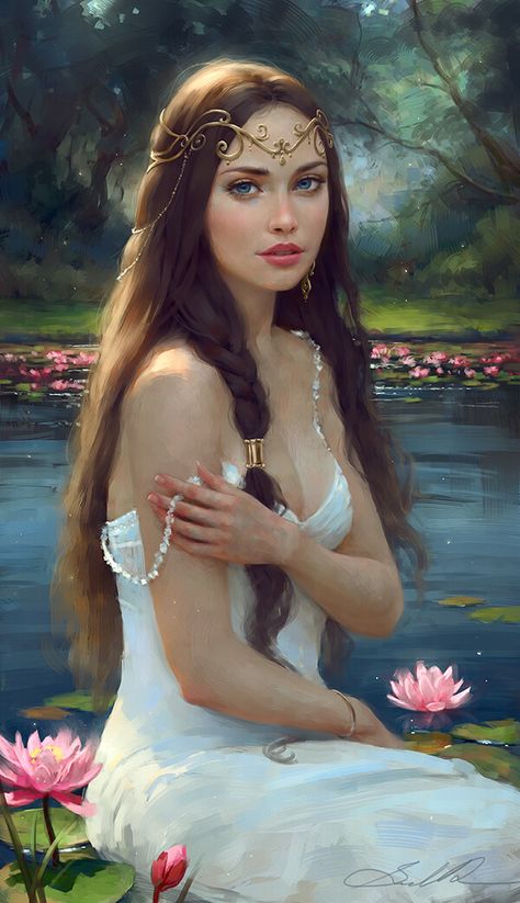 This collection of female digital portraits is by professional digital artist, Selenada. Her inspiration usually comes from places, books, mus Long Hair, A Woman, Deviantart, Water, Hair, Art