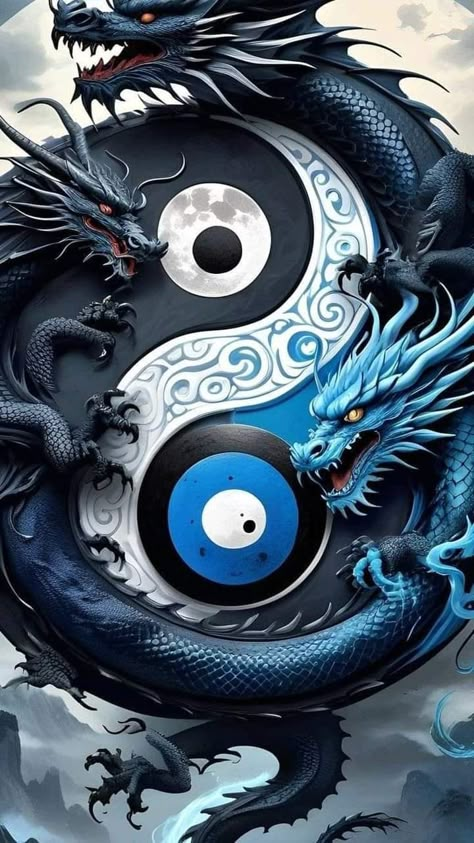 Jing Y Jang, Dragon Wallpaper Iphone, Dragon Wallpaper, Yin Yang Art, Dragon Artwork Fantasy, Android Wallpaper Art, Japanese Art Prints, Abstract Art Wallpaper, Dragon Pictures