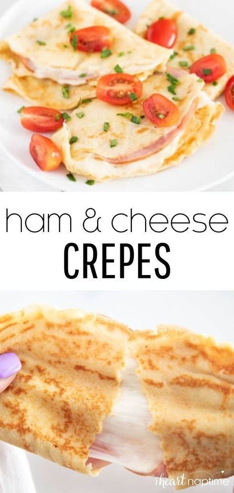 Cheese Crepes Recipe, Ham Cheese Crepes, Ham And Cheese Crepes With Sauce, Ham Crepes, Cherry Crepes, French Crepes Recipe Easy, Crepes Ideas, Crepe Fillings, Crepes Recipe Breakfast