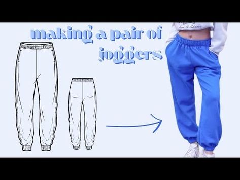 how to sew a pair of joggers - DIY sweatpants sewing tutorial with pattern - YouTube Sweat Pants Pattern Sewing, How To Sew Sweatpants, Diy Jogger Pants, Sweatpants Diy, Diy Sweatpants, Make Your Own Sweatshirt, Pants Pattern Free, Sewing Creations, Sewing Projects Clothes