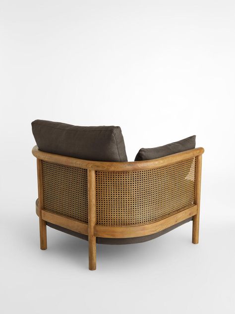 Cane Armchair, Soho House Barcelona, Caned Armchair, Wooden Sofa Set Designs, Wooden Armchair, Soho Home, Wooden Sofa Set, Patio Inspiration, Sofa Set Designs