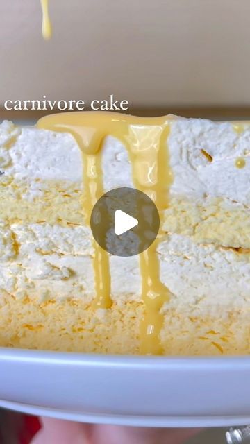 Bella | Carnivore Diet | Ex-Vegan on Instagram: "COMMENT “FLUFFY” if you would love to try this carnivore cake recipe! This is Kelly Hogan’s legendary oopsie cake recipe⬇️ follow her @kelly_hogan91   -separate 8 egg yolks from the whites -in one bowl, mix well the 8 yolks with 8 oz cream cheese  -in another bowl, beat whites until they become as stiff as possible -slowly and gently pour and fold the yolk mix into bowl of whites -bake cake in baking sheet at 300 Fahrenheit for 25 min -cover with whipped heavy whipping cream as frosting  -you can customize this basic recipe to add whatever flavors and ingredients you’d like! It was so easy and so perfect to celebrate my brother’s sweet 16th!!! 🍰💕 thank you,” and love you, KELLY!  ▶️FULL COOKING TUTORIAL VIDEO FOR THIS CAKE IS ON MY YOUTUBE Oopsie Cake Recipe, Kelly Hogan Oopsie Cake, Carnivore Cake Recipe, Oopsie Cake, Carnivore Cake, Carnivore Sweets, Kelly Hogan, Carnivore Meals, Caveman Diet Recipes