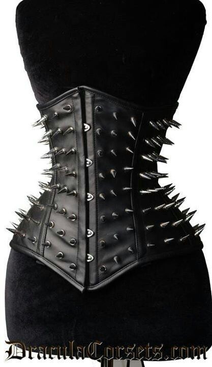 spiked leather corset Camo Lingerie, Lace Tights, Corsets And Bustiers, Leather Corset, Gothic Outfits, Corsets, Gothic Fashion, Fashion Lover, A Woman