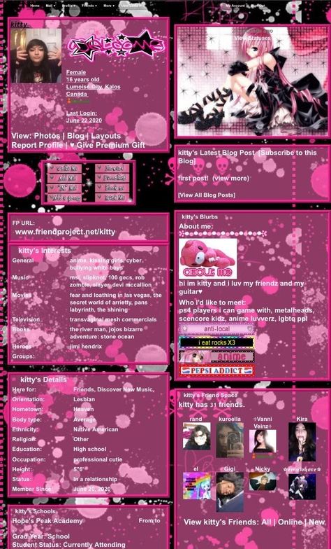 Tumblr Pages Layout, My Space Profile Layout, Emo Hello Kitty Wallpaper, Everskies Profile Layout Ideas Codes, Myspace Nostalgia, Everskies Layout, Scenecore Background, Emo Hello Kitty, Princess Hello Kitty