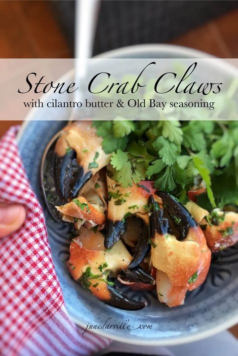 Stone Crab Mustard Sauce Recipe, Crab Claw Recipes, Cilantro Butter, Stone Crab Claws, Valentines Food Dinner, Stone Crab, Cilantro Sauce, Crab Claws, Shellfish Recipes