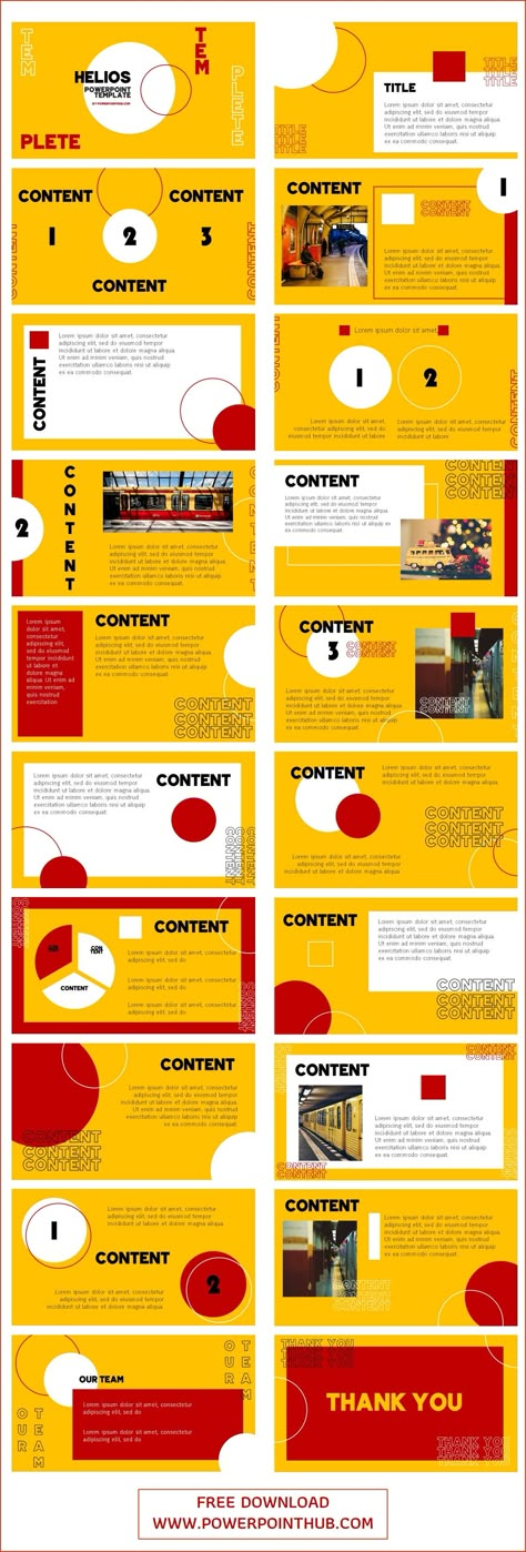 Yellow Presentation Design, Red Powerpoint Template, Typography Presentation, Yellow Presentation, Presentations Templates, Slideshow Ideas, Red Presentation, Cute Powerpoint Templates, Best Presentation Templates