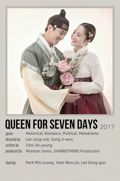 Queen For Seven Days, Kdrama Poster, Movie Journal, Korean Tv Shows, Film Recommendations, Night Film, Korean Drama Series, Choi Jin, Film Posters Minimalist