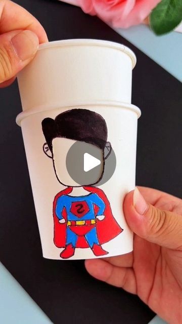 Super Hero Art Projects, Super Hero Crafts For Kids, Superhero Arts And Crafts, Hero Crafts, Superhero Art Projects, Paper Cup Crafts, Fathersday Crafts, Kids Handicraft, Superhero Crafts