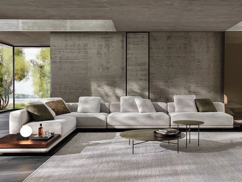 Corner sectional fabric sofa HORIZONTE | Corner sofa by Minotti Minotti Sofa, Fabric Sofa Design, Studio Mk27, Low Sofa, Large Cushions, Chongqing, Sendai, Corner Sectional, Ferm Living