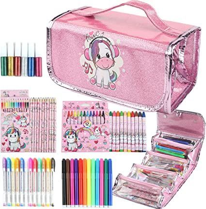 Kids Art And Craft, Scented Markers, Art Supplies For Kids, Unicorn Pencil, Unicorn Pencil Case, Gel Pens Coloring, Art Sets For Kids, Magnetic Drawing Board, Art Pens And Markers