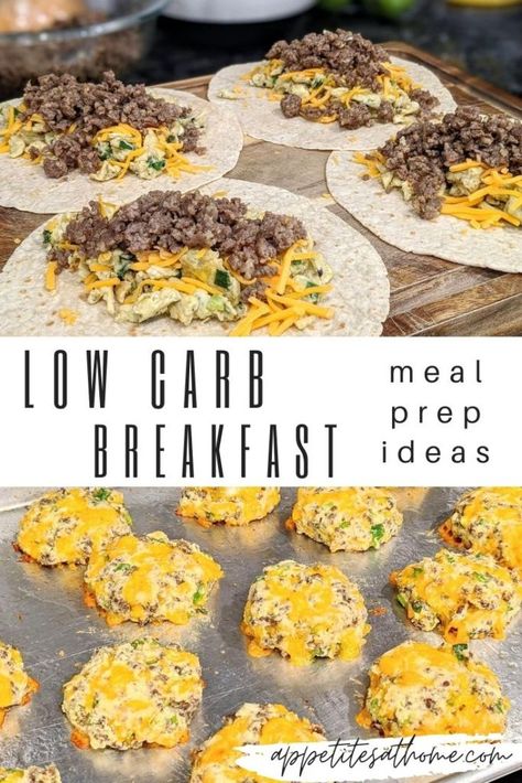 A recipe roundup of low carb breakfast ideas that are easy to prep ahead for people wanting breakfast on the go. #MealPrep #LowCarb #Breakfast Make Ahead Breakfast Low Carb, Keto Meal Prep Breakfast On The Go, Low Carb Breakfast On The Go Make Ahead, Make Ahead Breakfast Low Calorie, Keto Premade Breakfast, Quick Low Carb Breakfast On The Go, Meal Prep Low Carb Breakfast, Quick Breakfast Ideas Low Carb, Low Carb Freezer Breakfast