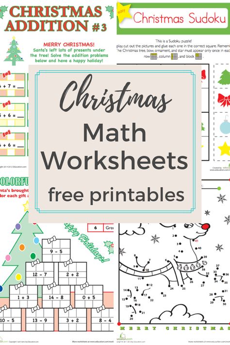 Browse more than a hundred Christmas-themed math worksheets to do with your preschool, kindergarten, and elementary mathemeticians. Download free printables to get your little learner in the holiday spirit. #math #mathworksheets #worksheets #freeworksheets #freemathworksheets #elementarymath #christmas #numbersense #numbers #addition #subtraction #multiplication #division #geometry Christmas Division, Christmas Multiplication Worksheets, Math Worksheets For Kids, Holiday Math Worksheets, December Ideas, Christmas Math Worksheets, Christmas Math Activities, Worksheets For Class 1, Multiplication Strategies