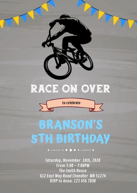 Dirt Bike Birthday Party Invitations, Bmx Birthday Party Invitations, Bmx Birthday Party, Bicycle Birthday Parties, Bicycle Birthday, Bicycle Party, Create Birthday Invitations, Bike Birthday Parties, Dirt Bike Party