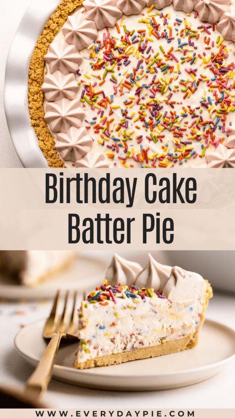 Birthday Cake Pie Recipe, Funfetti Filling, Birthday Cake Pie, Dairy Free Pies, Perfect Birthday Cake, Birthday Pies, Birthday Cake Alternatives, Egg Free Baking, Vanilla Oreo