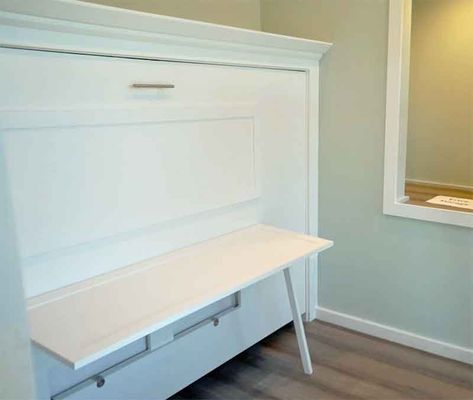 DIY Murphy Bed (Twin bed) with a fold-up desk Murphy Bed Ideas Horizontal, Diy Fold Up Bed, Diy Twin Murphy Bed, Cheap Murphy Bed, Build A Murphy Bed, Expand Furniture, Best Murphy Bed, Horizontal Murphy Bed, Murphy Bed Desk