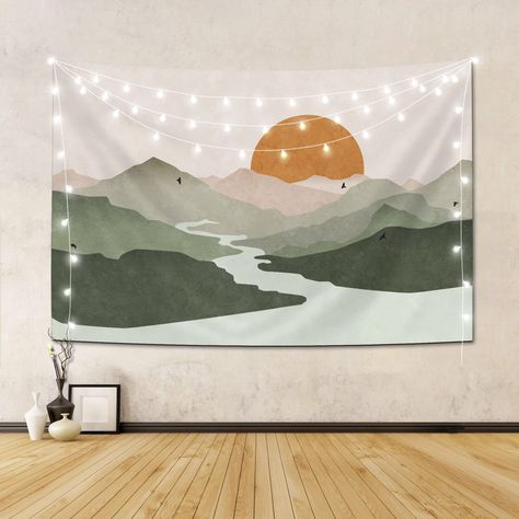 PRICES MAY VARY. 【Wall Tapestry Size】60 X 40 Inches(150cm X 100cm). 【Tapestry Material】Wall Tapestry Is Made Of 100% Polyester Fiber, Soft Texture, Durable, Skin-Friendly, Lightweight, Easy To Hang Or Store. For Indoor And Outdoor Use. 【Product Configuration】: 2 Seamless Thumbtacks, 2 Metal Clips, 2 Installation Tapes. Easy To Hang, Fold And Pack Without Damaging The Wall,Easy To Install Even For Girls 【Applicable Scenarios】It Is Very Suitable For Wall Hangings, Dormitory Decoration, Beach Throw Wall Tapestries Bedroom, Granola Room Decor, Boho Tapestry Bedroom, Nature Tapestry Bedroom, Flags For Dorm Rooms, Floral Tapestry Bedroom, Sage Green Tapestry, Earthy Tapestry, Tapestry Sun And Moon Small Twin Bed