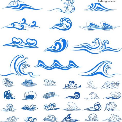 Variety wave pattern patterns vector material Waves Symbol, Wave Drawing, Marquesan Tattoos, Mens Shoulder Tattoo, Waves Tattoo, Water Art, Wave Art, Pattern Tattoo, Half Sleeve Tattoo