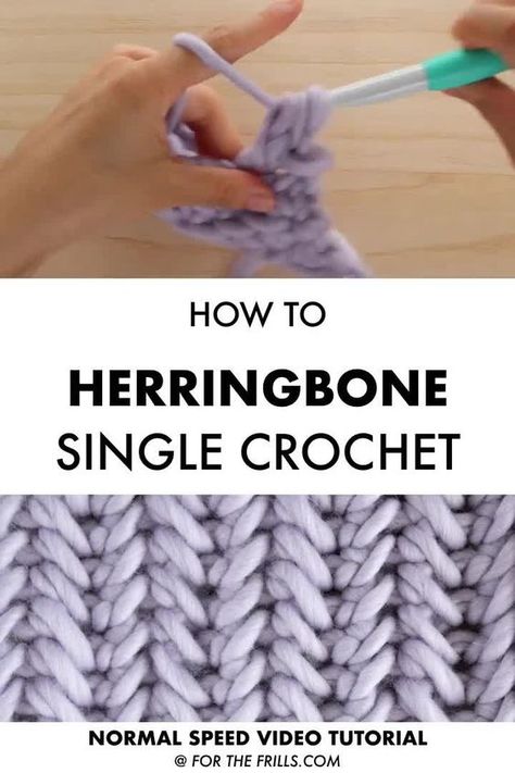 Herringbone Single Crochet Stitch, Herringbone Single Crochet, Crochet Herringbone, Crochet Unique, Japanese Crochet, Crochet Stitches Free, Herringbone Stitch, Crochet Tips, Stitch Tutorial