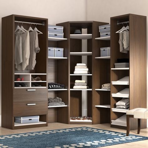 You'll love the Corner Walk 80" W Closet System at Wayfair - Great Deals on all Storage & Organization products with Free Shipping on most stuff, even the big stuff. Corner Closet Organizer, Walk In Closet Organization, Space Saving Shoe Rack, Corner Closet, Front Closet, Closet Planning, Storage Solutions Closet, Dream Closet Design, Open Closet