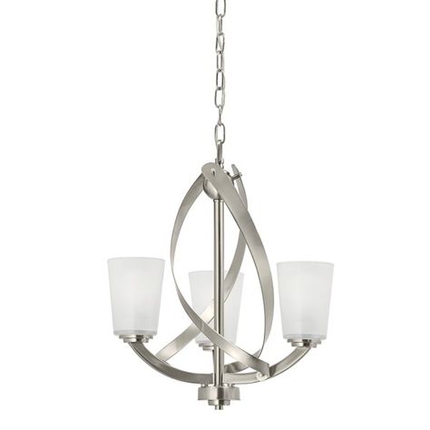 Layla™ 3 Light Chandelier Brushed Nickel | Kichler Lighting Tiny Showers, Shaded Chandelier, Brushed Nickel Chandelier, Nickel Chandelier, Modern Style Decor, Transitional Chandelier, Kichler Lighting, 3 Light Chandelier, Chandelier Bedroom