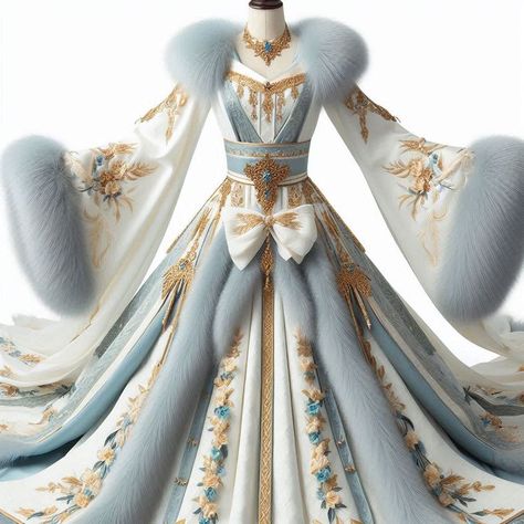 Fantasy Clothing Winter, Manhwa Pfp, Winter Costume, Comic Painting, Fairytale Gown, Dreamy Gowns, Fantasy Design, Dress Design Drawing, Fashionable Dresses