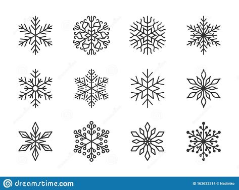 Icons Doodle, Icons Hand Drawn, Mujeres Tattoo, Snow Flake Tattoo, Snowflakes Drawing, Simple Snowflake, Tree Icon, Outline Illustration, Christmas Banner