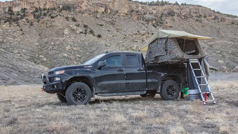 Chevy Silverado 1500 Trail Boss Overland Build: Northwoods and Beyond! Silverado Trail Boss, Tepui Tent, 2019 Chevy Silverado, Overland Build, Overland Truck, Trail Boss, Propane Grill, All Terrain Tyres, Chevy Suburban