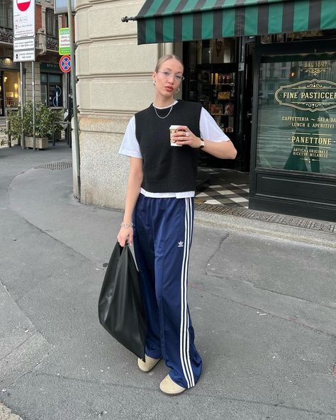 Blue adidas track pants