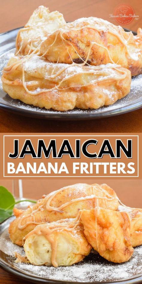 Fried Banana Fritters, Banana Fritters Recipe, Jamaican Banana Fritters, Jamaican Breakfast, Jamaican Desserts, Jamaica Food, Carribean Food, Jamaican Cuisine, Banana Fritters