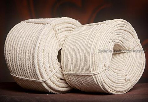 Cotton Rope Coil Radha Govind, Coiled Fabric Bowl, Clothesline Basket, Rope Rug, Diy Rope Basket, Basket Weaving Diy, Coiled Fabric Basket, Rope Projects, Coiled Rope