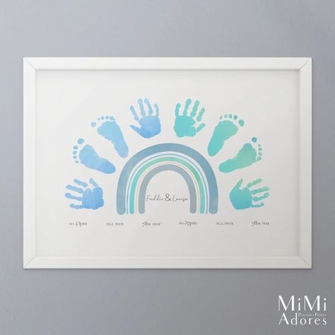 Newborn Footprint Art, Baby Footprint Crafts, Baby Handprint Art, Newborn Footprints, Twin Baby Shower Gifts, Baby Footprint Art, Twin Baby Gifts, Twins Gift, Baby Art Projects