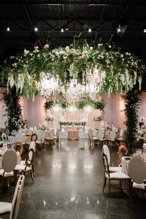 Summer Wedding Reception Ideas Indoor, Indoor Garden Party Wedding, Enchanted Forest Wedding Indoor, Enchanted Forest Wedding Theme Indoors, Indoor Reception Decorations, Enchanted Garden Prom, Garden Wedding Indoor, Wedding Decoration Indoor, Indoor Roses