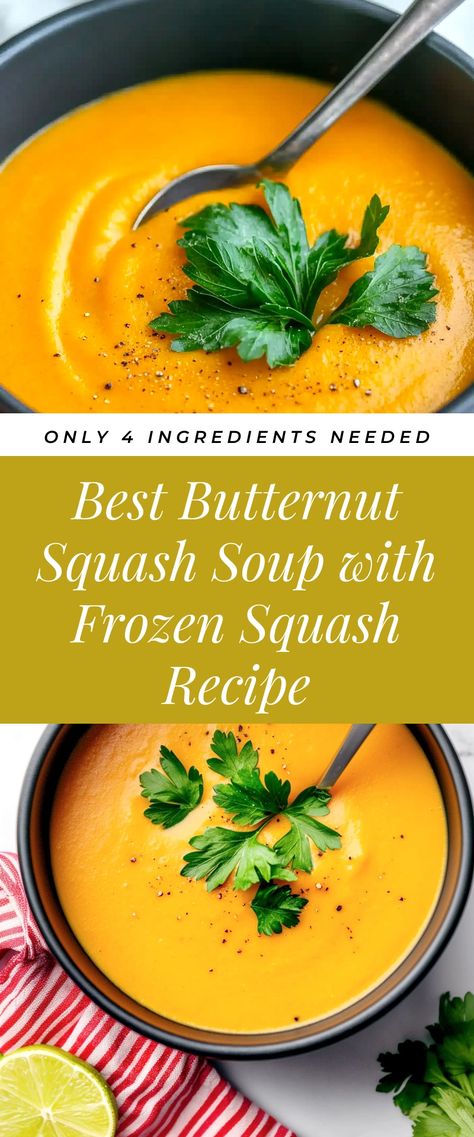 Image for Best Butternut Squash Soup with Frozen Squash Recipe Frozen Butternut Squash Soup, Frozen Butternut Squash Recipes, Quick Butternut Squash, Frozen Squash, Simple Butternut Squash Soup, Best Butternut Squash Soup, Frozen Butternut Squash, Soup Lovers, Squash Vegetable