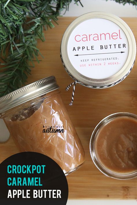 Caramel Apple Butter Recipe, Crockpot Caramel Apple, Crockpot Caramel, Caramel Apple Butter, Christmas Crockpot, Apple Butter Crock Pot, Caramel Apples Easy, Apple Butter Recipe, Easy Caramel