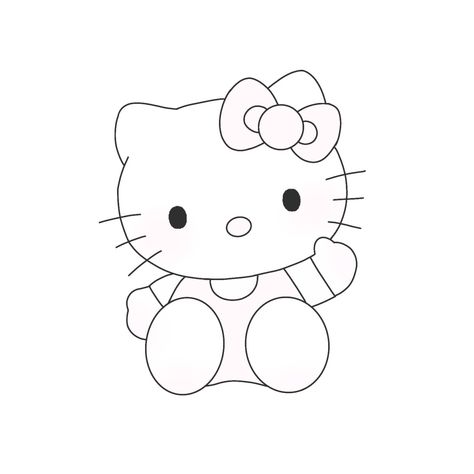 Fine Line Hello Kitty Tattoo, Tattoo Hello Kitty, Hello Kitty Embroidery, Hello Kitty Printables, Hello Kitty Tattoos, Hello Kitty Birthday Party, Diy Embroidery Designs, Coloring Ideas, Kitty Drawing