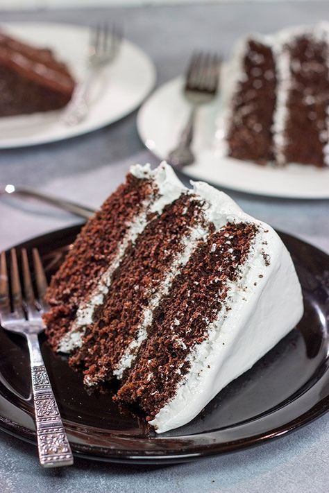 Devil's Food Cake Cake With 7 Minute Frosting, Almond Poppy Seed Cake, 7 Minute Frosting, Castella Cake, Almond Coffee Cake, Devil's Food Cake, Cotton Cake, Scrumptious Food, Bake Goods