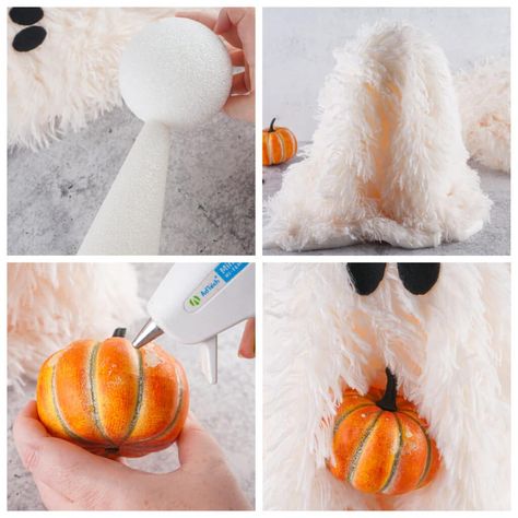 Here's how to make the TikTok viral Sherpa Ghost on a budget (Pottery Barn dupe) Sherpa Ghost Diy, Sherpa Ghost, Ghost Everyone, Halloween Fence, Fun Diy Halloween Decorations, Starbucks Egg Bites, Ghost Crafts, Easy Diy Halloween Decorations, Dollar Tree Halloween