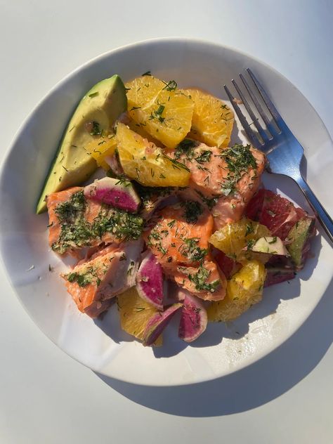 Ali Slagle's Ginger-Dill Salmon - by Ali Slagle Ali Slagle, New York Times Cooking, Dill Salmon, Citrus Salad, Raw Vegetables, Salmon Fillets, Radishes, Avocado Salad, Fennel