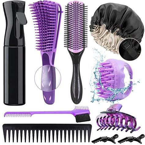 Amazon.com : 10Pcs Detangling Brush for Black Natural Hair, Curly Hair Brush Set with Sleep Bonnet for Afro America/African Hair 3a to 4c Texture, Detangling Brush Set Easier and Faster Detangling on Wash Days : Beauty & Personal Care Black Natural Hair, Sleep Bonnet, Curly Hair Brush, Hair Spray Bottle, Hair Brush Set, Detangling Hair Brush, Shampoo Brush, Detangling Brush, Natural Hair Styles Easy