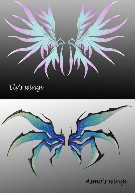 Wing Design Drawing, Fantasy Wings Design, Dragon Wings Art, Demon Tail Designs, Wings With Eyes, Wings Concept Art, Wings Anime, Cool Wings, Anime Wings