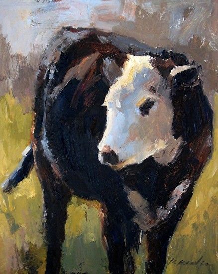 Black and White by Kate Kiesler Oil ~ 8 x 10 Watercolor Cows, Cows Painting, Cow Paintings, Playful Painting, Farm Paintings, Canvas Art Projects, Pack Leader, Farm Art, Cow Painting