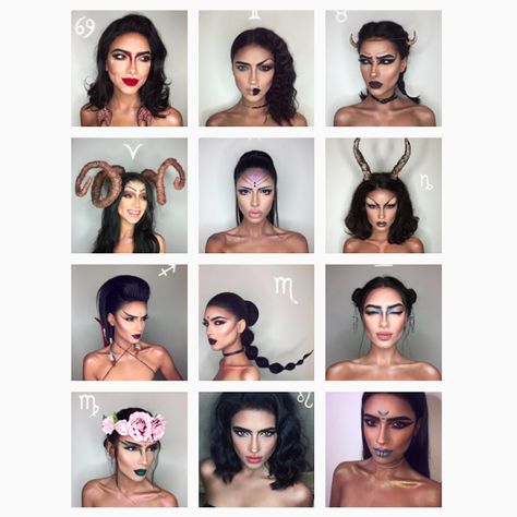 Check out the gorgeous looks created by Setareh Hosseini, otherwise known as Starlit Makeup on Instagram and among beauty circles... Zodiac Signs Halloween Costume, Zodiac Signs Costumes, Horoscope Costume, Astrology Makeup, Zodiac Costume, Makeup Zodiac, Horoscope Symbols, Zodiac Makeup, Astrology Fashion