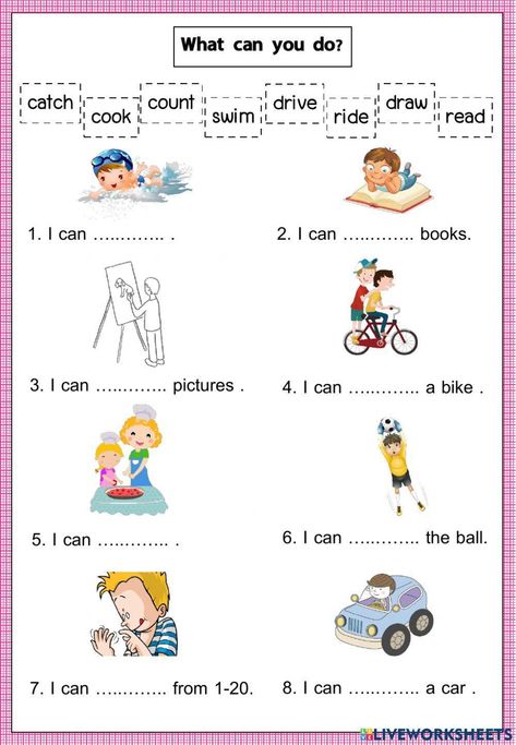 Can Worksheet, Teach English To Kids, Kids Worksheet, Grammar For Kids, English Activities For Kids, Kids Worksheets Preschool, Worksheet For Kids, Learning English For Kids, English Phonics