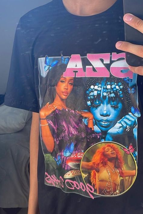 Sza Graphic Tshirt, Sza Tshirt, 90s Shirts Graphic Tees, Sza Merch, Shirts Graphic, 90s Shirts, Material Girl, Tshirt Outfits, Material Girls