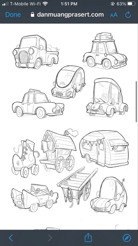 Cute Vehicles Drawing, Cute Car Drawing, Toy Car Drawing, Car Concept Sketch, Car Cartoon Drawing, Retro Car Illustration, Vehicles Drawing, Bus Illustration, Objects Illustration