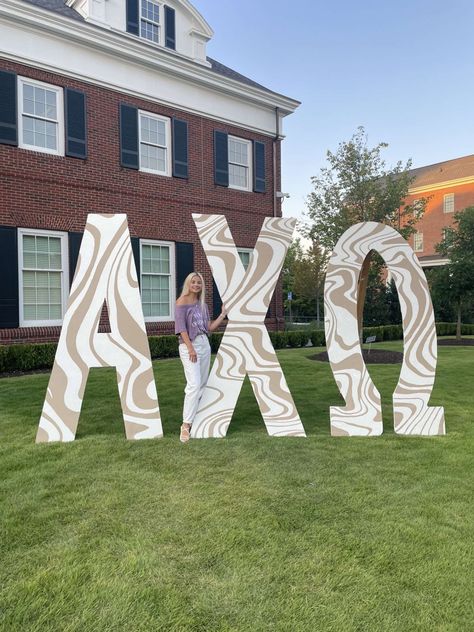 Sorority Letter Ideas, Sorority Lawn Letters, Pink Sorority Letters, Sorority Yard Letters, Decorated Sorority Letters, Giant Sorority Letters Painted, Painted Letters Sorority, Greek Letters Painted, Sorority Letters Painted