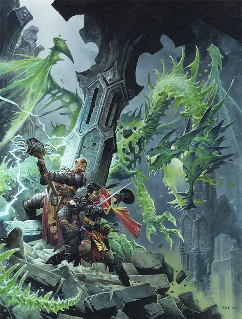 Battle Artwork, Fantasy Undead, Wayne Reynolds, Pathfinder Rpg, Fantasy Battle, Fantasy Images, Cover Artwork, Fantasy Dragon, High Fantasy