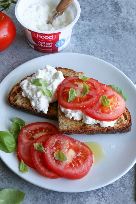 Cottage Cheese Toasts topped with vegetables and creamy, delicious @hphood cottage cheese! Protein packed, low in fat and a great source of calcium. #DoesThisCottage #sponsored Cottage Cheese Toast, Cheese Toast Recipe, Cheese On Toast, Source Of Calcium, Toast Ideas, Cottage Cheese Recipes, Toast Toppings, Cheese Toast, On Toast