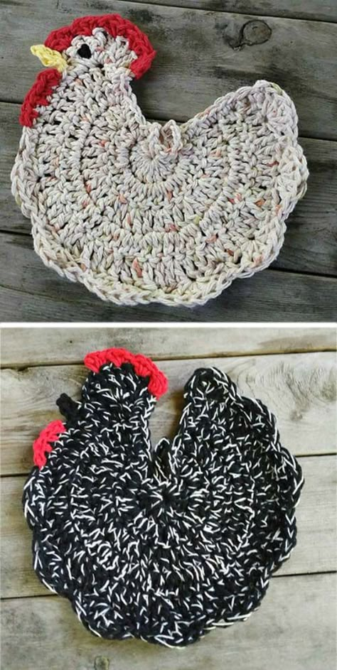 Chicken Pot Holder, Chicken Potholder, Crochet Potholder Patterns, Crochet Easter, Crochet Chicken, Crochet Geek, Potholder Patterns, Crochet Fun, Crochet Potholders